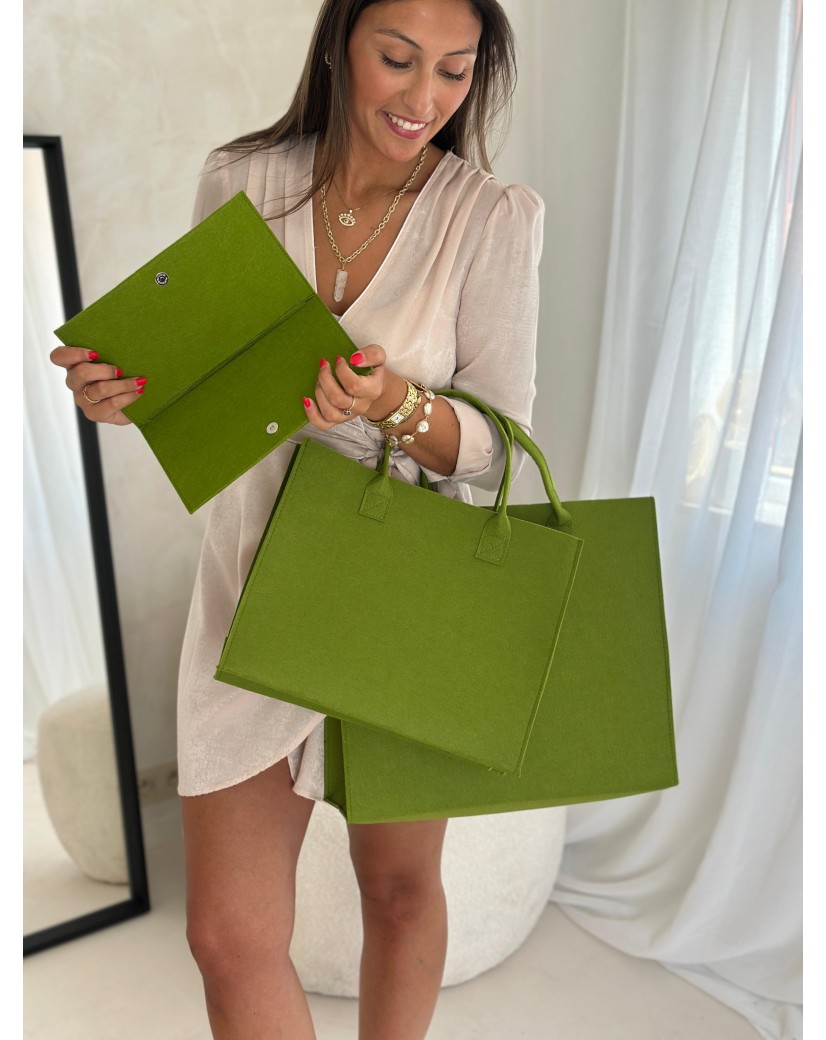 GRENOBLE BAG - GREEN - L (42x12x35cm)