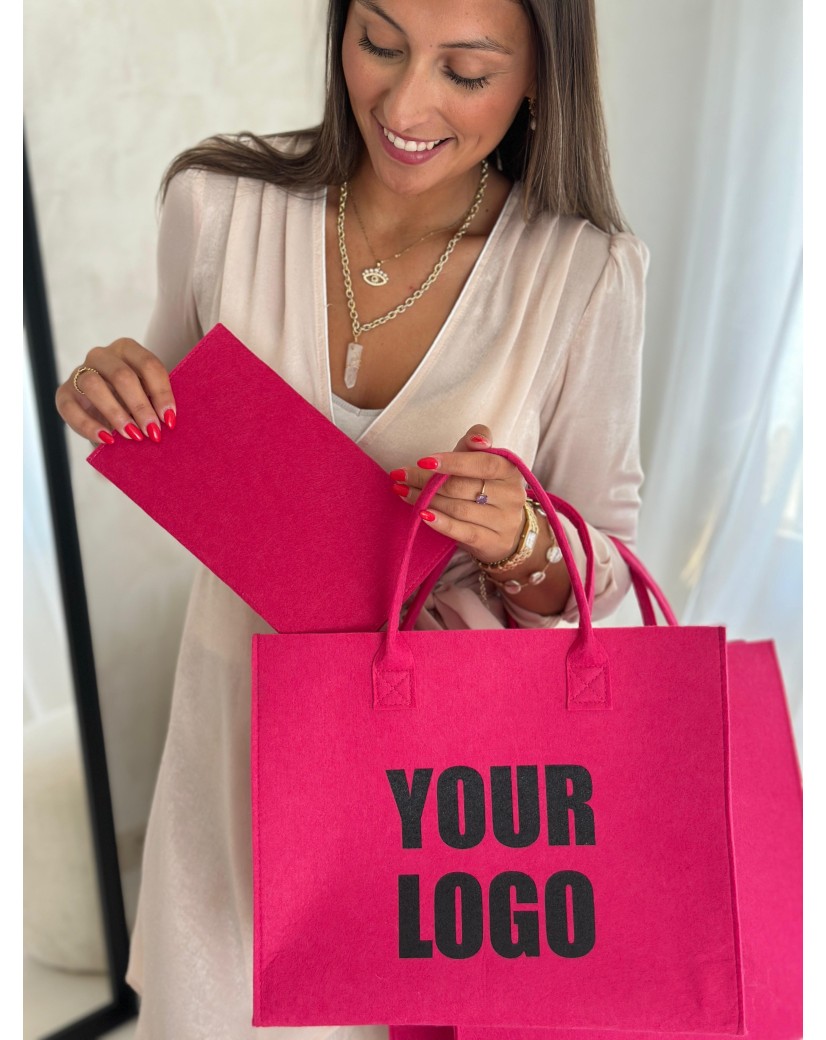 Pochette Feutrine Fuchsia – Personnalisable avec votre logo