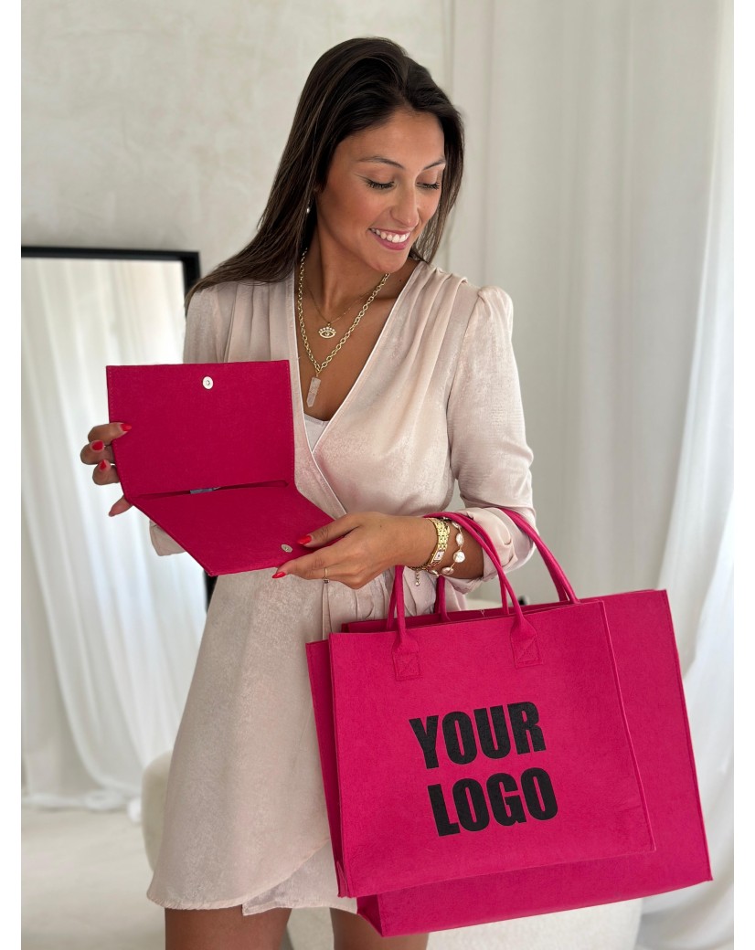 Pochette Feutrine Fuchsia – Personnalisable avec votre logo