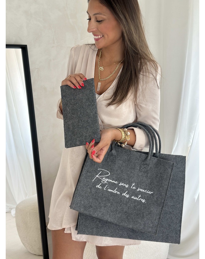 Pochette Feutrine Gris Foncé – Personnalisable avec votre logo