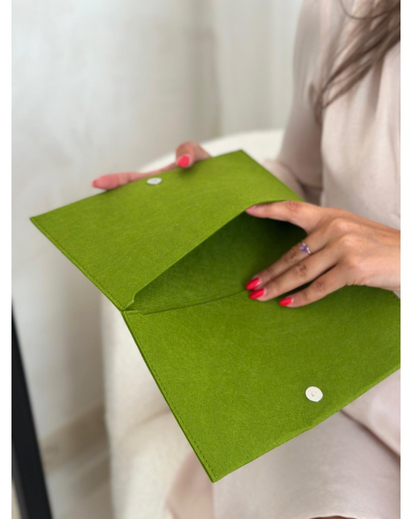 Pochette Feutrine Vert – Personnalisable avec votre logo