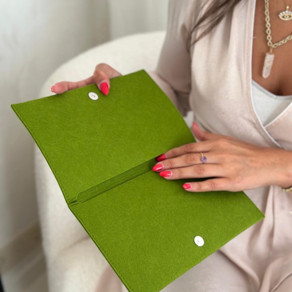Pochette Feutrine Vert – Personnalisable avec votre logo