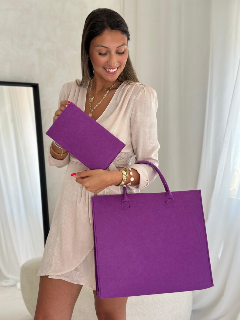 Pochette Feutrine mauve – Personnalisable avec votre logo