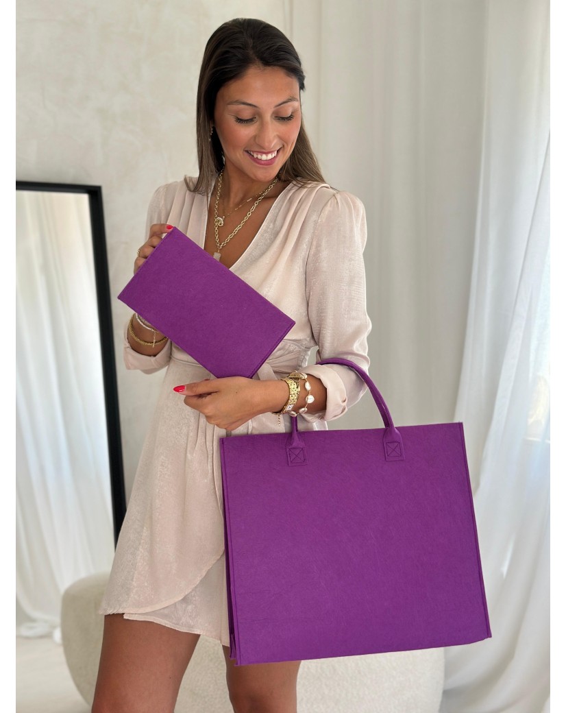 Pochette Feutrine mauve – Personnalisable avec votre logo