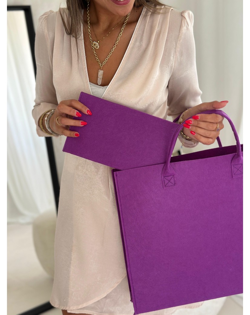 Pochette Feutrine mauve – Personnalisable avec votre logo