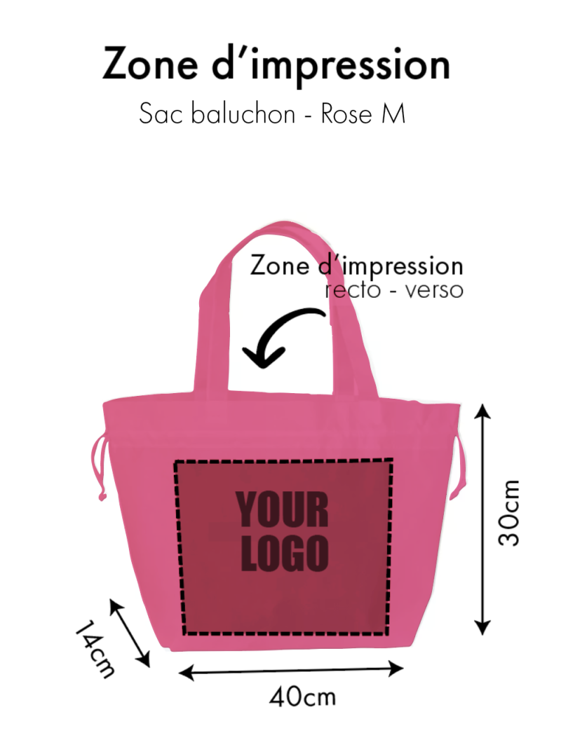 NONWOVEN DRAAGTAS "NICE" - ROZE - M (40+14x30cm)