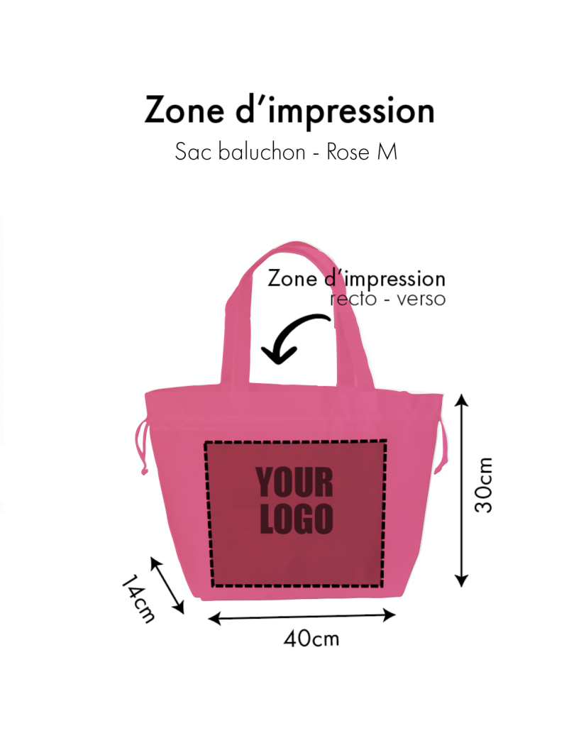 NONWOVEN DRAAGTAS "NICE" - ROZE - M (40+14x30cm)