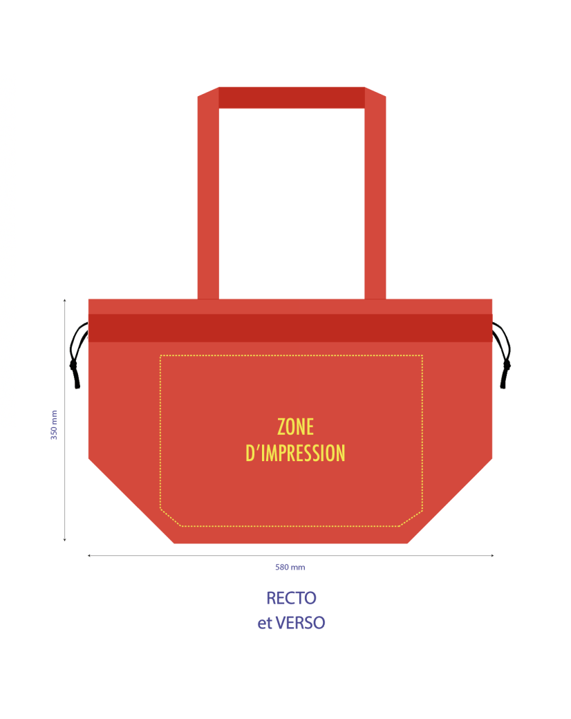 NONWOVEN DRAAGTAS "NICE" ROOD - L (58x24x35cm)