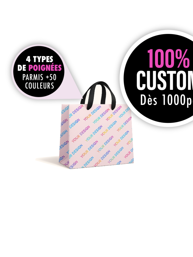Luxe papieren tas "Monaco"- 100% gepersonaliseerd - S (25x10x20 cm)