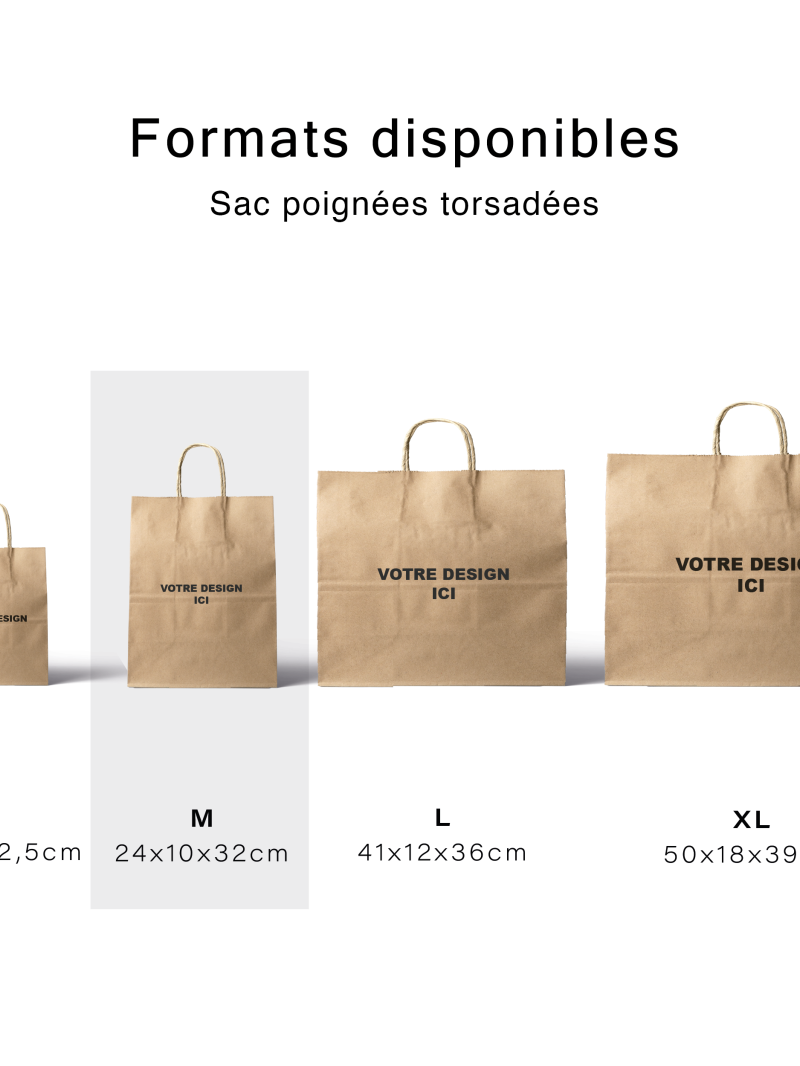Sac poignées torsadées - Kraft brun