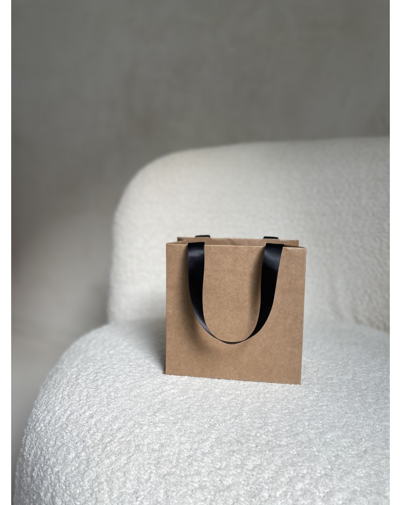Sac papier Luxe kraft - poignées noires - XS (16x8x16cm)