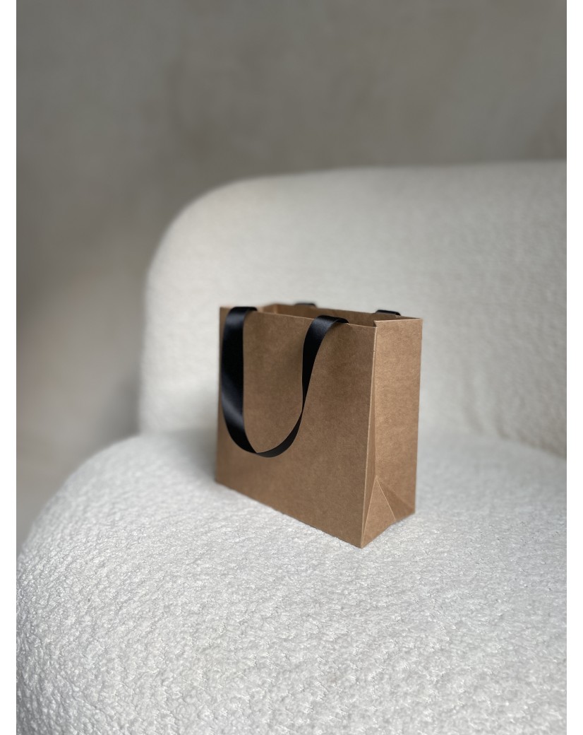 Sac papier Luxe kraft - poignées noires - XS (16x8x16cm)