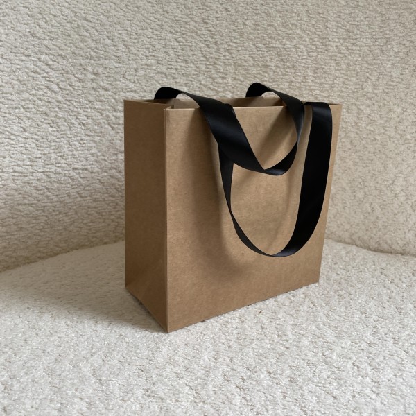 Sac papier Luxe kraft - poignées noires - XS (16x8x16cm)