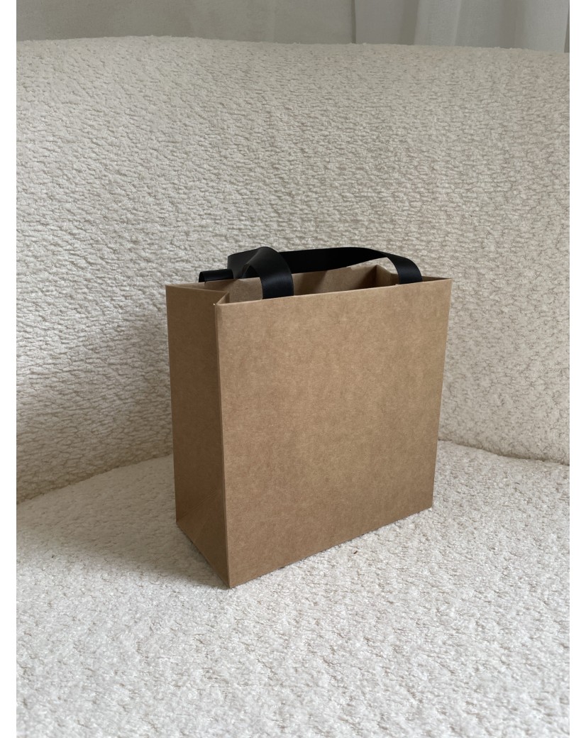 Sac papier Luxe kraft - poignées noires - XS (16x8x16cm)