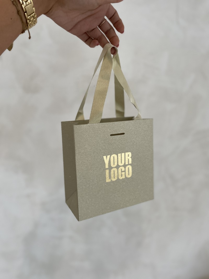 Sac papier Luxe Gold pailleté - XS (16x8x16cm)