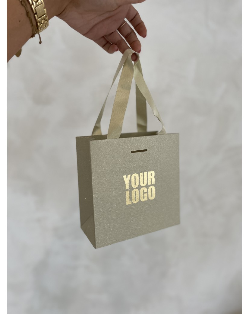 Sac papier Luxe Gold pailleté - XS (16x8x16cm)