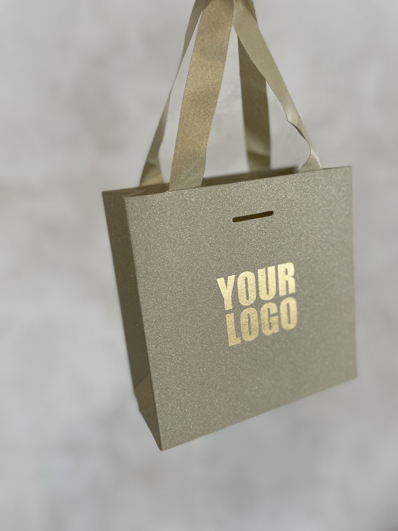 Sac papier Luxe Gold pailleté - XS (16x8x16cm)