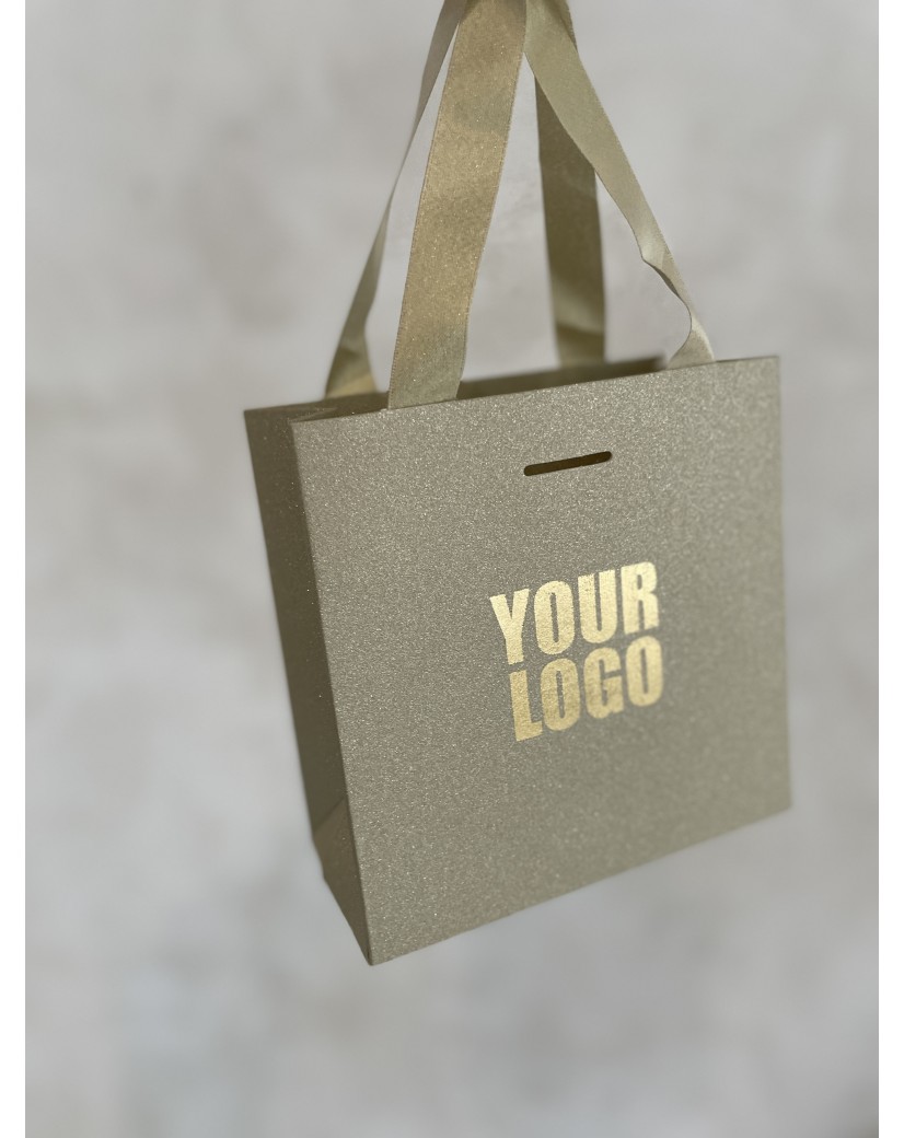 Sac papier Luxe Gold pailleté - XS (16x8x16cm)