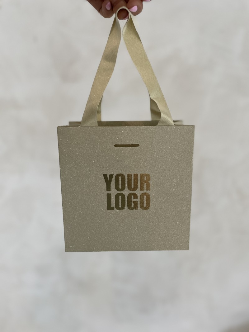Sac papier Luxe Gold pailleté - XS (16x8x16cm)