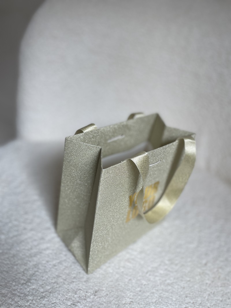 Sac papier Luxe Gold pailleté - XS (16x8x16cm)