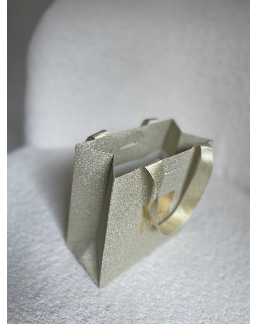 Sac papier Luxe Gold pailleté - XS (16x8x16cm)