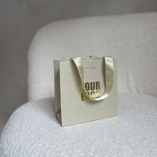 Sac papier Luxe Gold pailleté - XS (16x8x16cm)