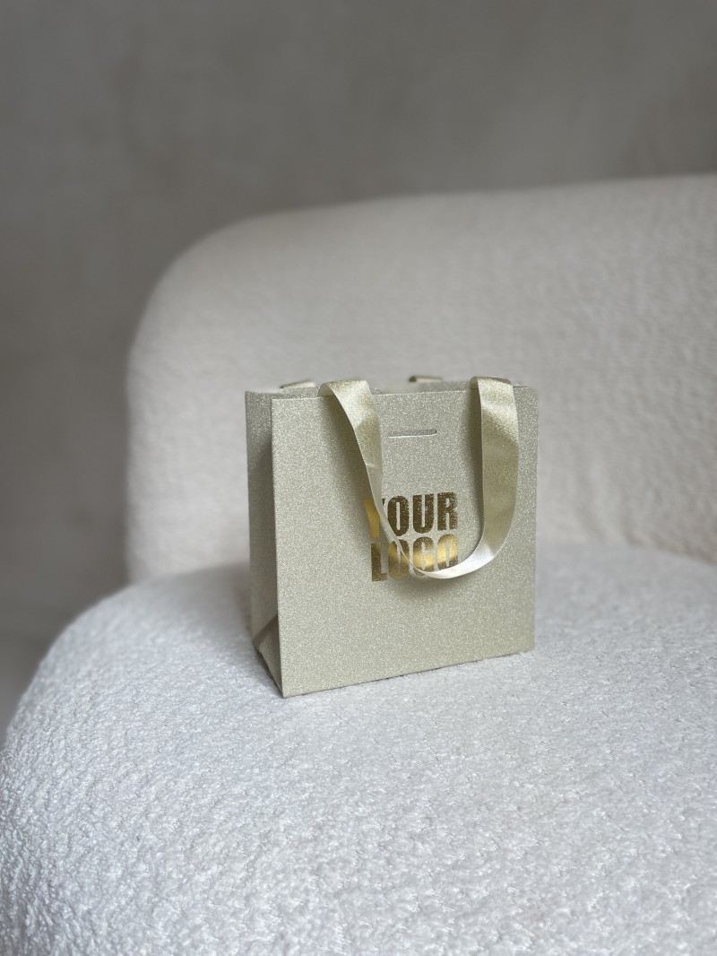 Sac papier Luxe Gold pailleté - XS (16x8x16cm)