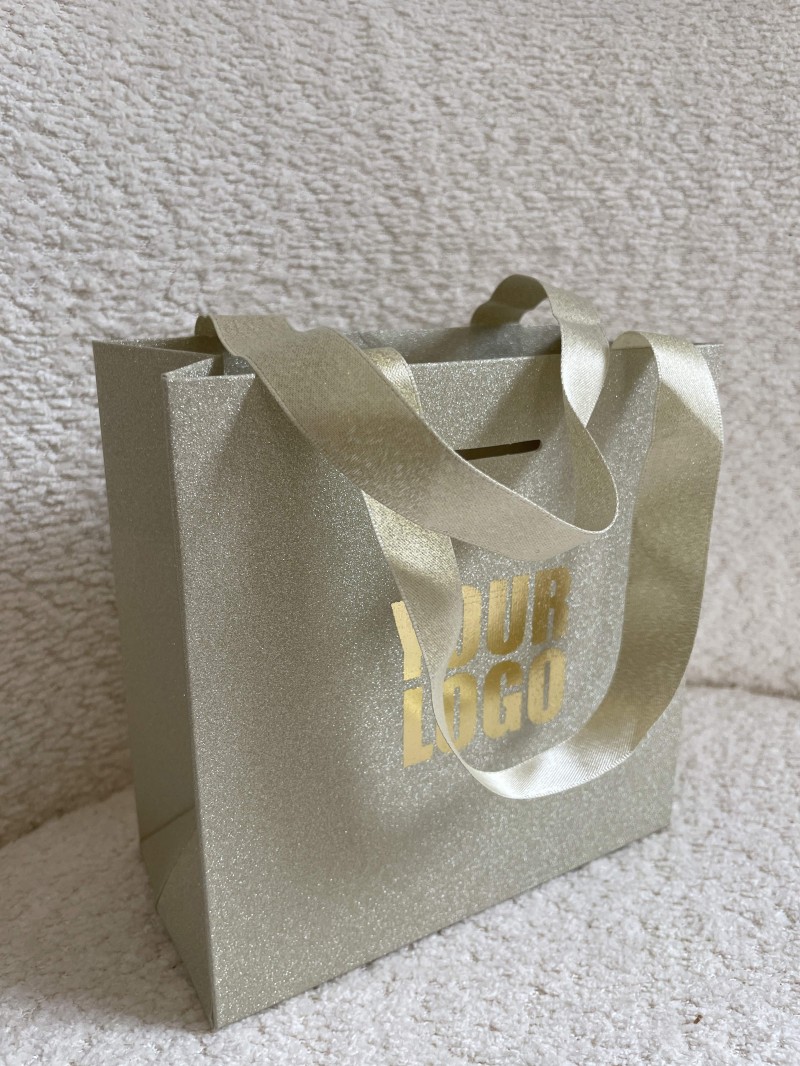 Sac papier Luxe Gold pailleté - XS (16x8x16cm)