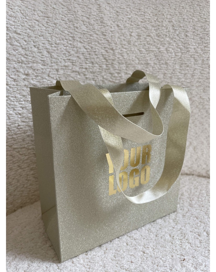 Sac papier Luxe Gold pailleté - XS (16x8x16cm)