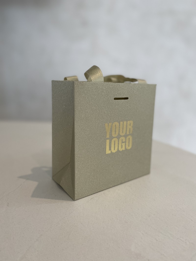 Sac papier Luxe Gold pailleté - XS (16x8x16cm)