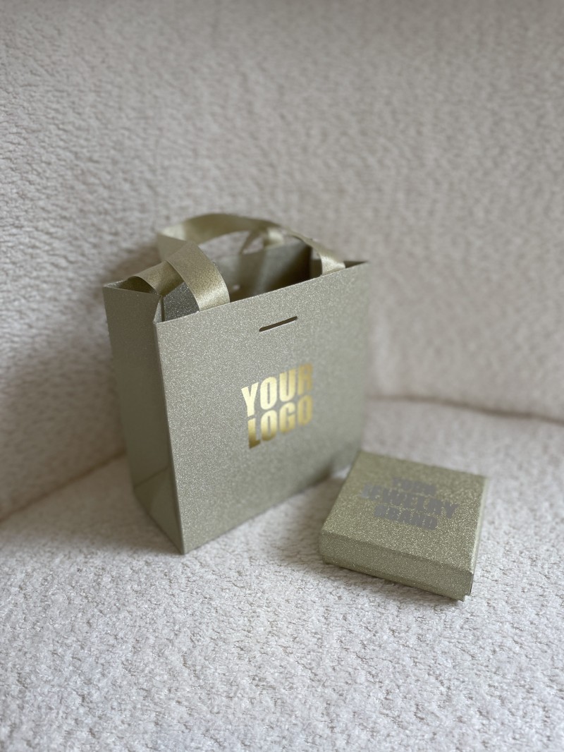 Sac papier Luxe Gold pailleté - XS (16x8x16cm)