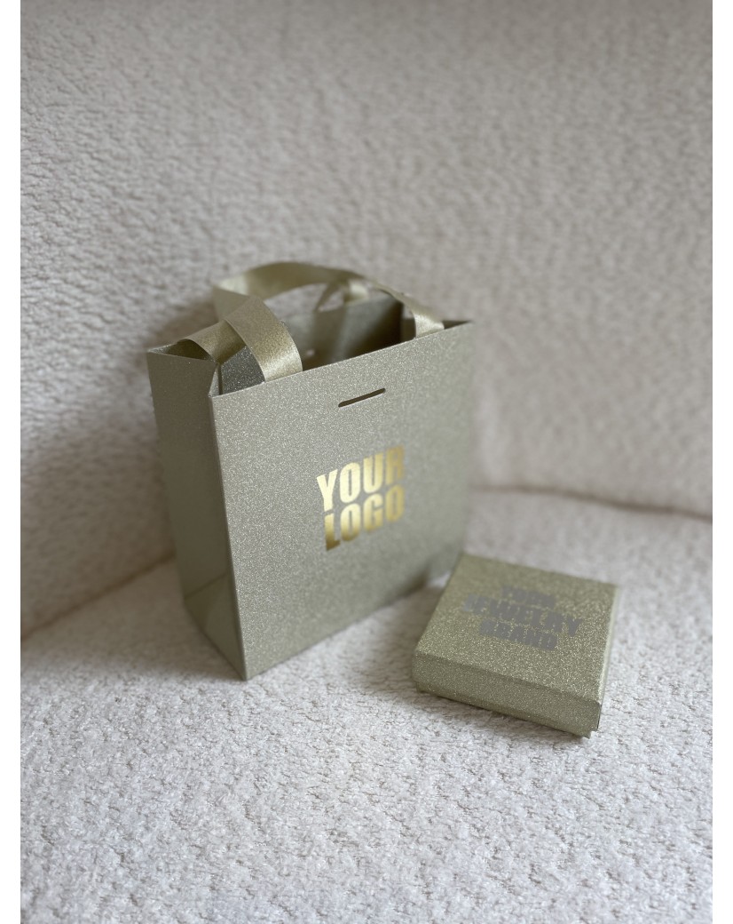 Sac papier Luxe Gold pailleté - XS (16x8x16cm)