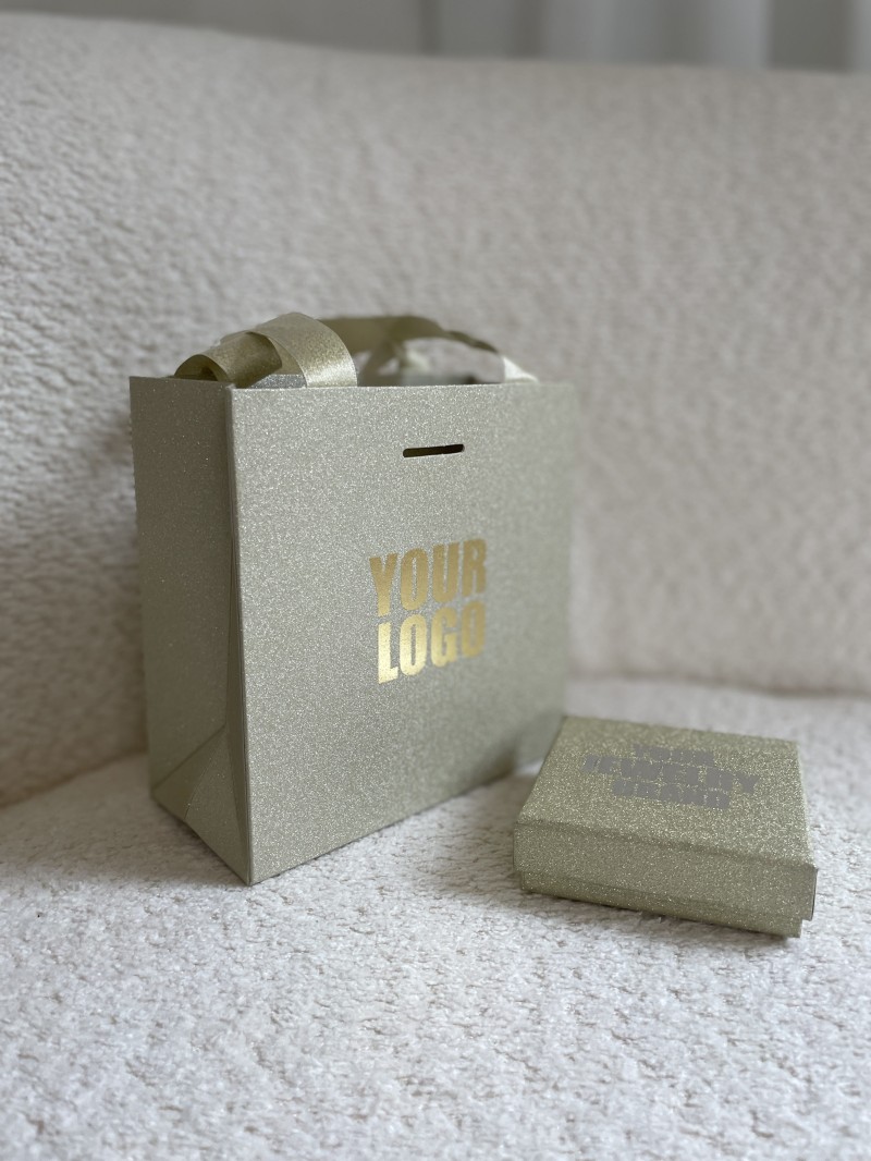 Sac papier Luxe Gold pailleté - XS (16x8x16cm)