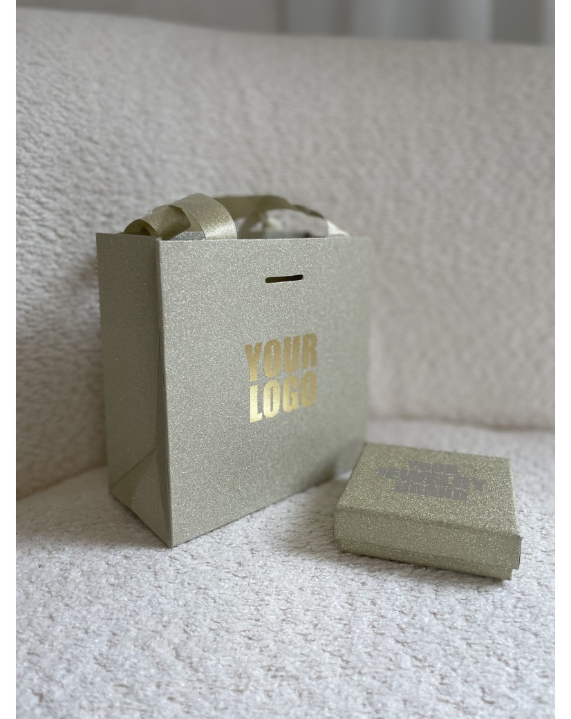 Sac papier Luxe Gold pailleté - XS (16x8x16cm)