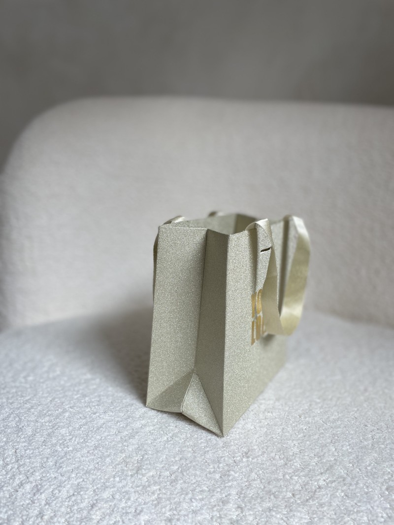 Sac papier Luxe Gold pailleté - XS (16x8x16cm)