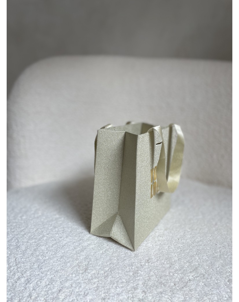 Sac papier Luxe Gold pailleté - XS (16x8x16cm)