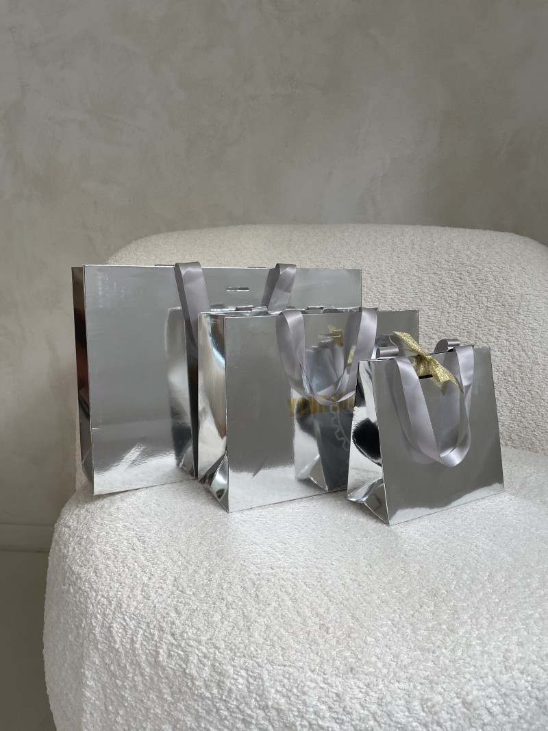 Sac papier Luxe Silver miroir - XS (16x8x16cm)