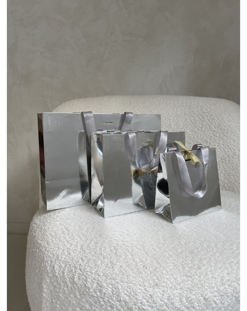 Sac papier Luxe Silver miroir - XS (16x8x16cm)