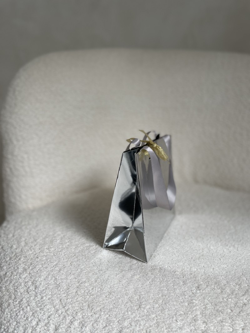 Sac papier Luxe Silver miroir - XS (16x8x16cm)