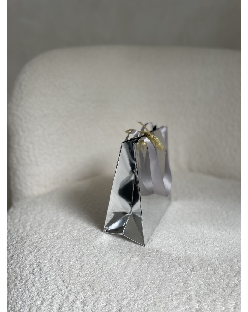 Sac papier Luxe Silver miroir - XS (16x8x16cm)