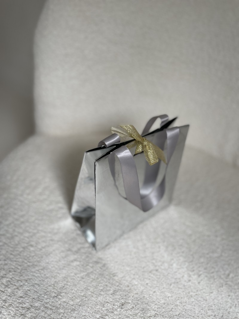 Sac papier Luxe Silver miroir - XS (16x8x16cm)