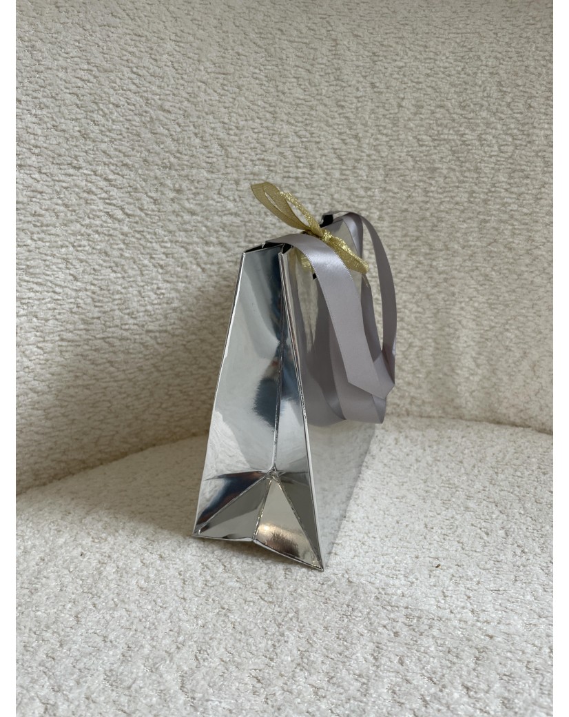 Sac papier Luxe Silver miroir - XS (16x8x16cm)