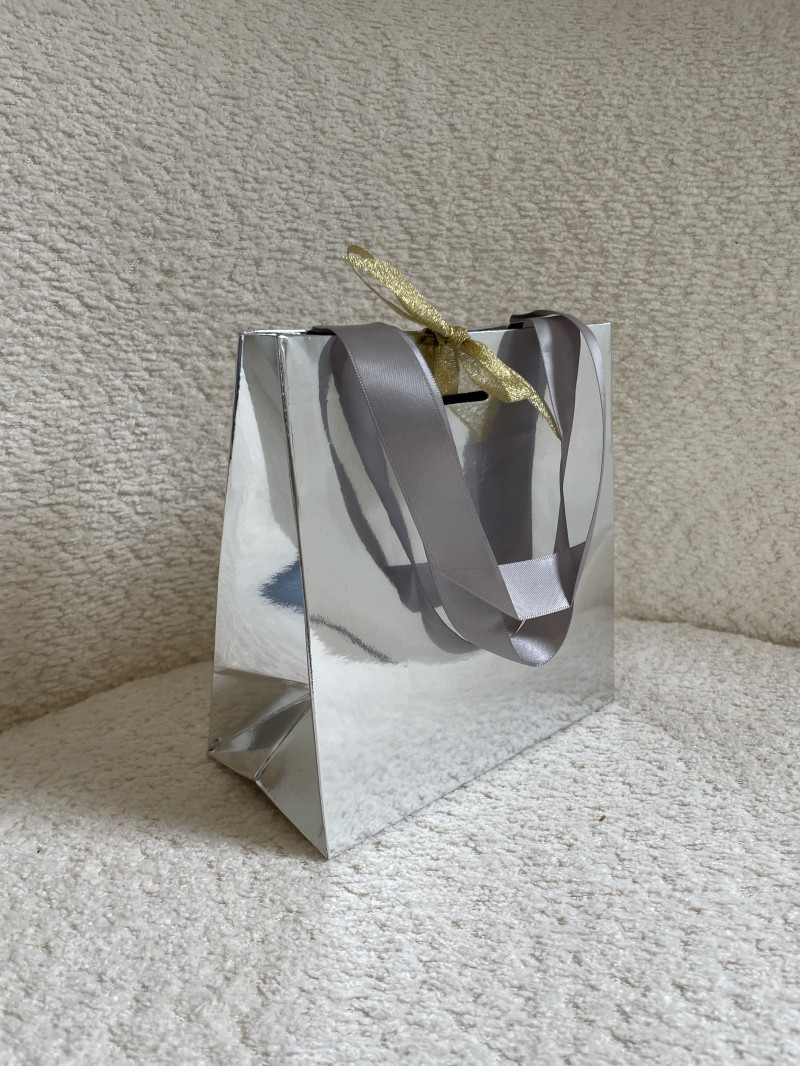 Sac papier Luxe Silver miroir - XS (16x8x16cm)