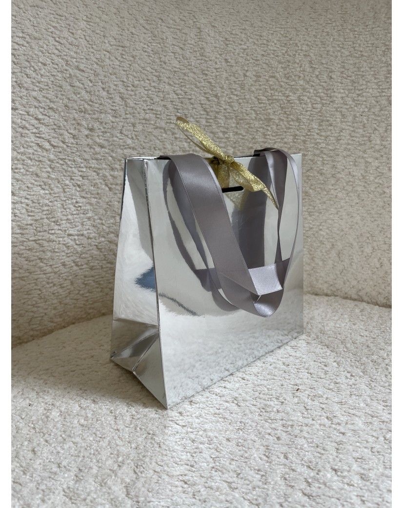 Sac papier Luxe Silver miroir - XS (16x8x16cm)
