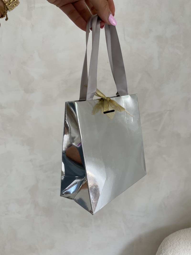 Sac papier Luxe Silver miroir - XS (16x8x16cm)