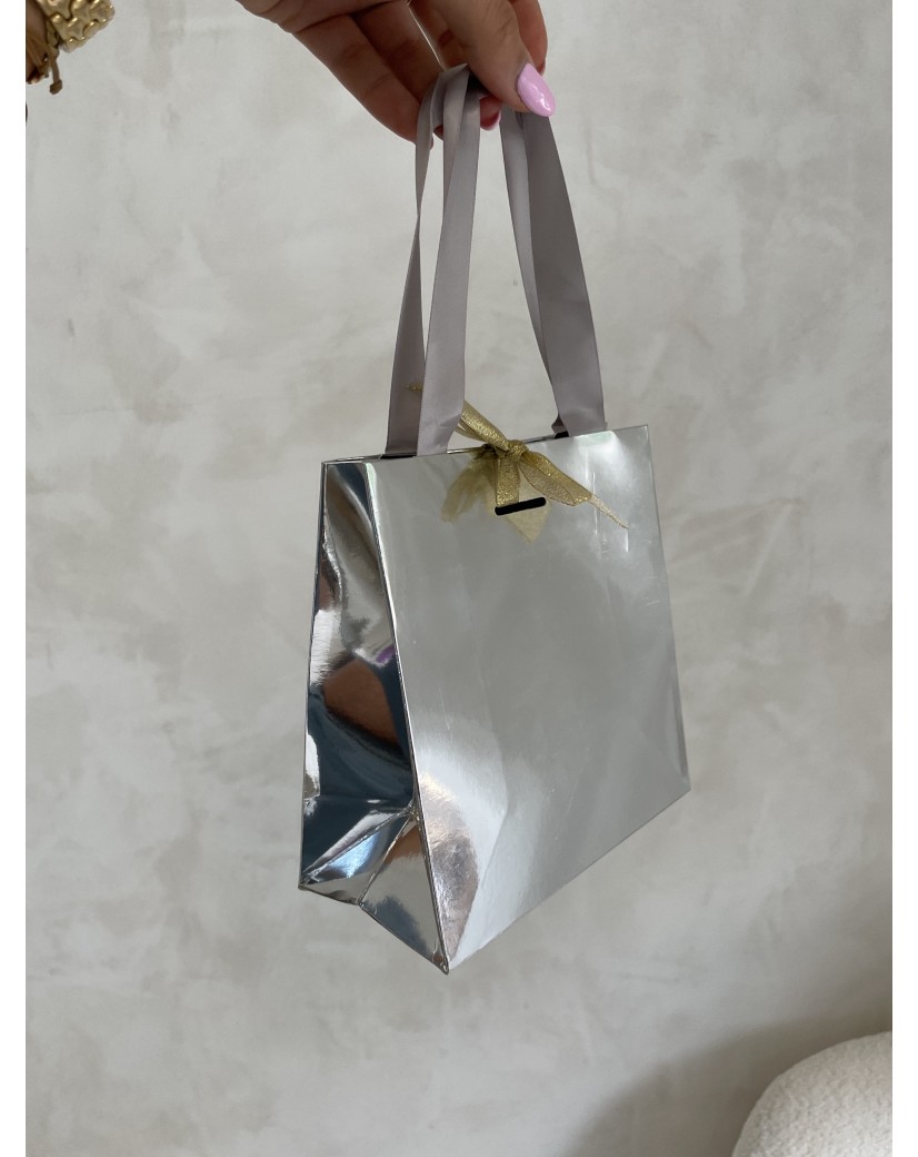 Sac papier Luxe Silver miroir - XS (16x8x16cm)