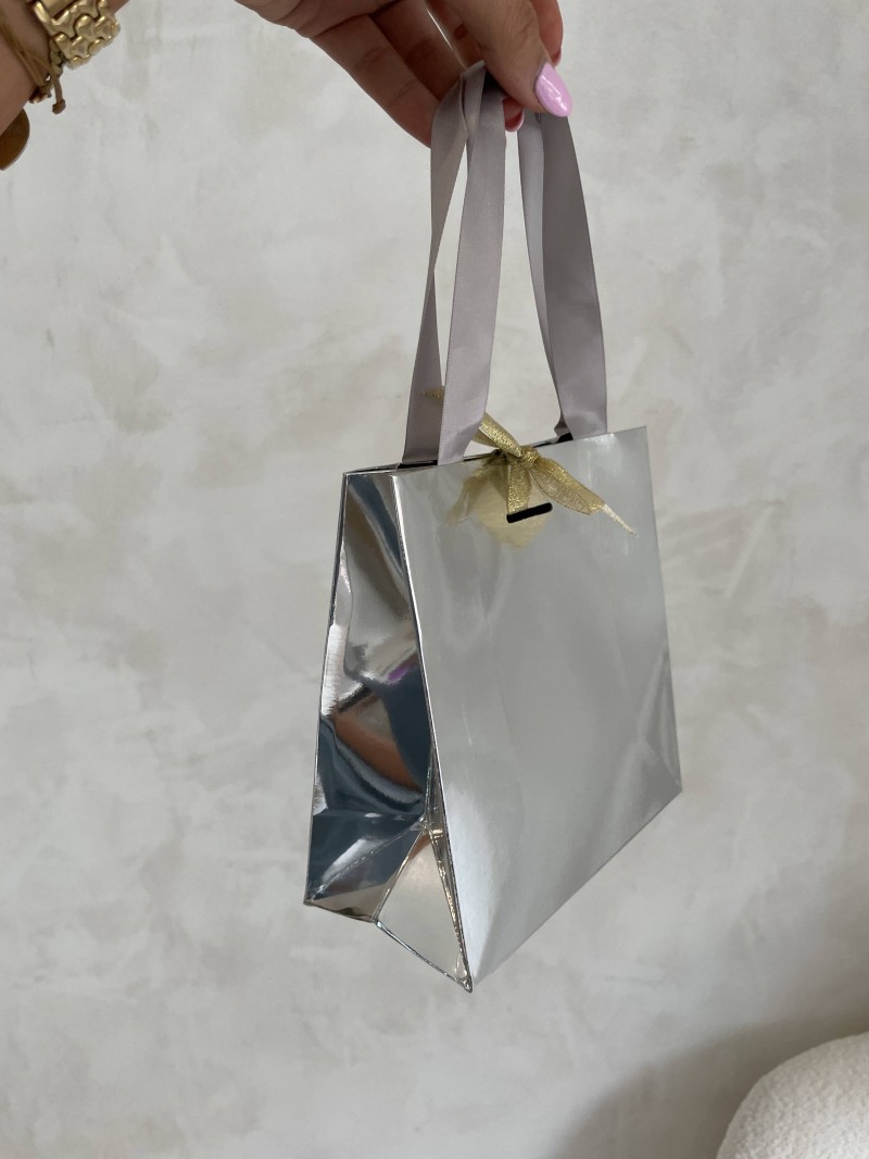 Sac papier Luxe Silver miroir - XS (16x8x16cm)