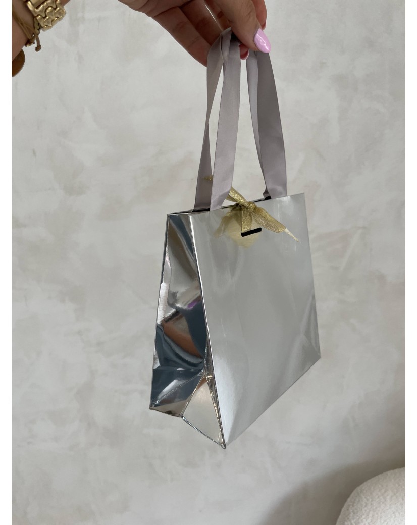 Sac papier Luxe Silver miroir - XS (16x8x16cm)