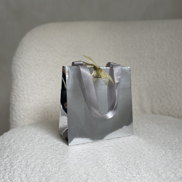 Sac papier Luxe Silver miroir - XS (16x8x16cm)