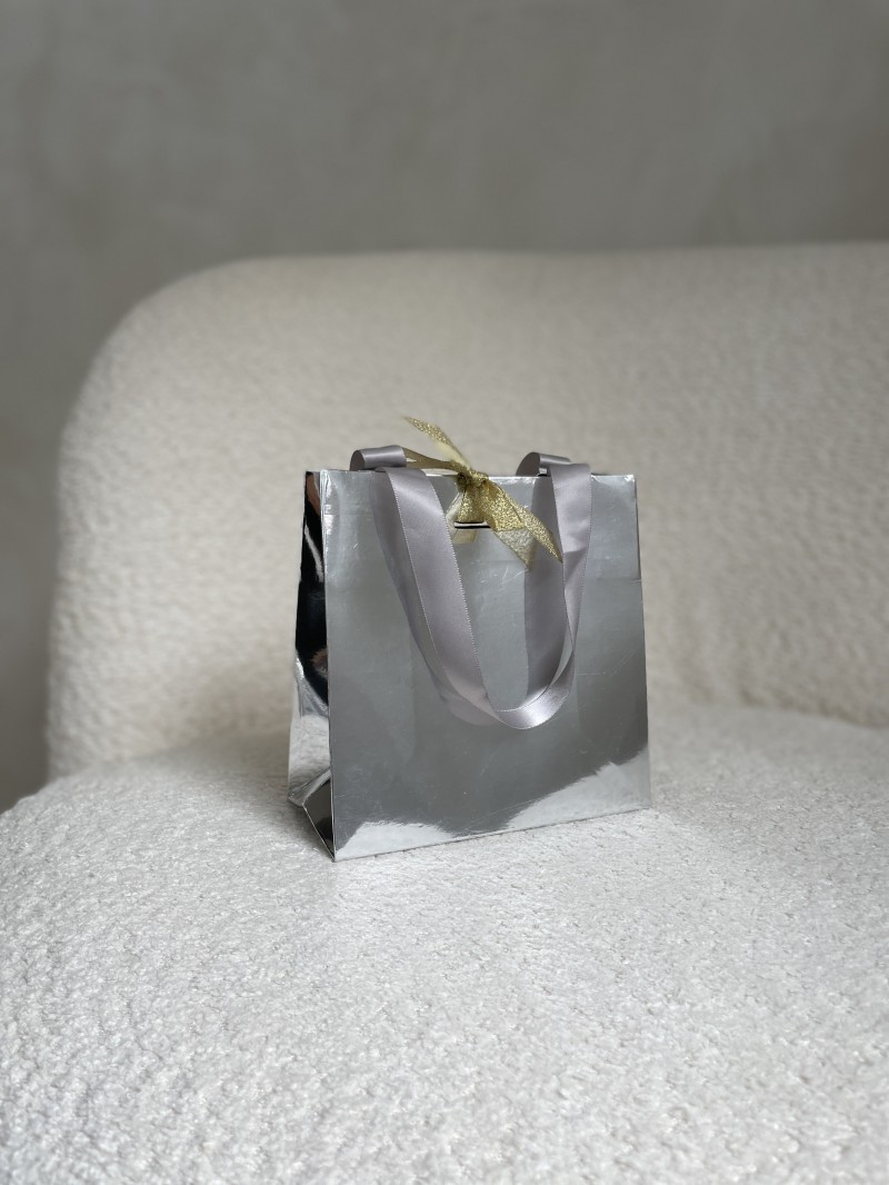 Sac papier Luxe Silver miroir - XS (16x8x16cm)